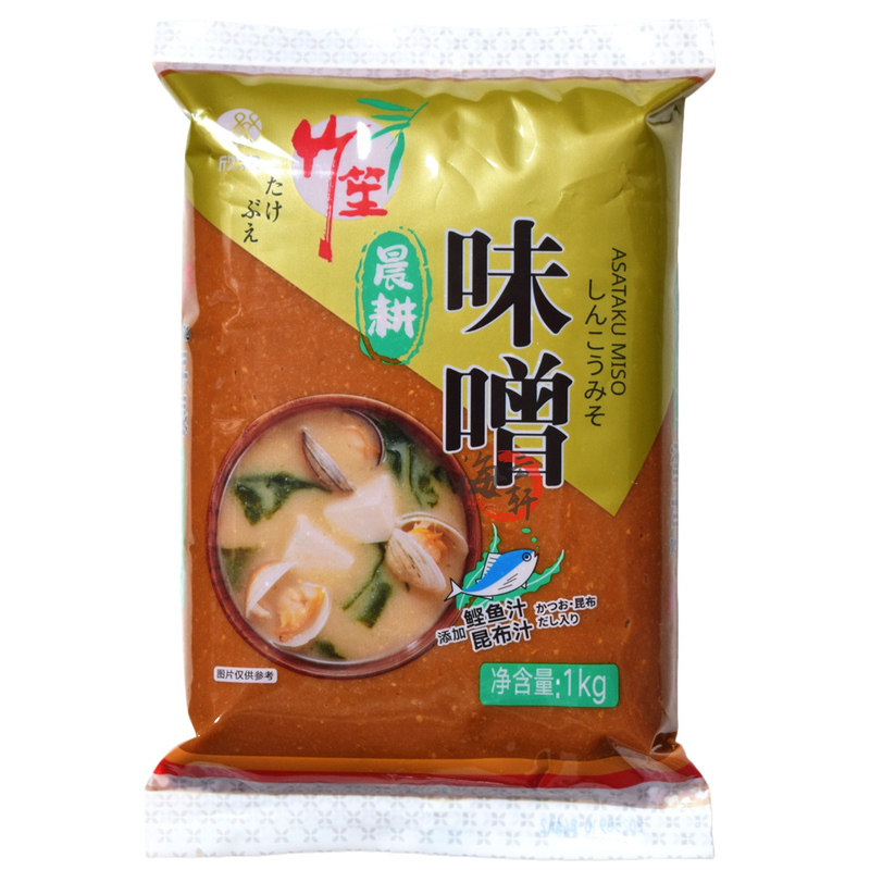 日本料理 竹笙晨耕味噌 田舍味噌酱 鲣鱼昆布味噌1kg田园风赤酱
