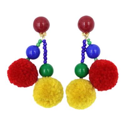 bombcaca圣诞系列幸运长耳环毛球