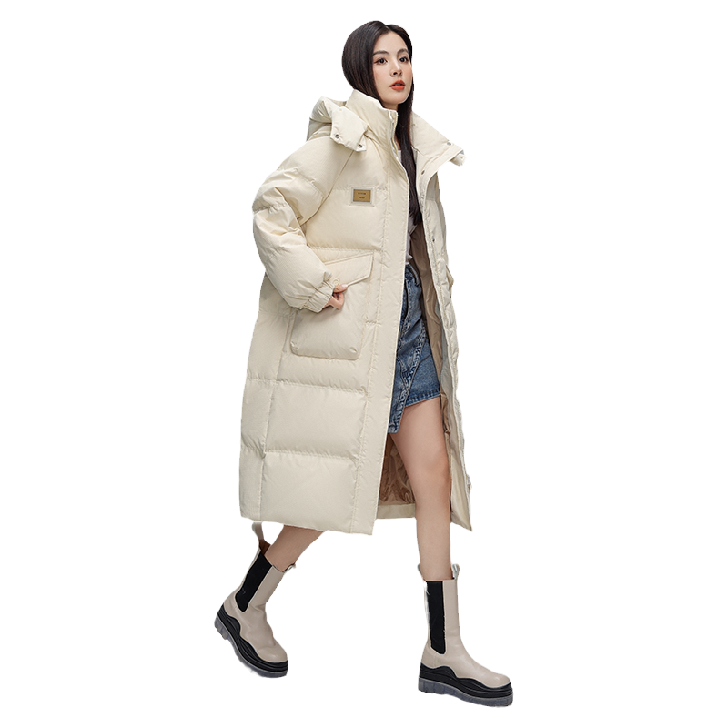 羽绒服女长款外套鸭鸭时尚连帽