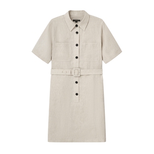 【法国亚麻】Scofield女休闲衬衫裙本布腰带通勤长裙2026夏季新品