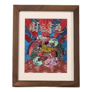 礼师傅錾刻铜雕画《财运亨通》新中式桌面摆件工艺品商务乔迁礼品