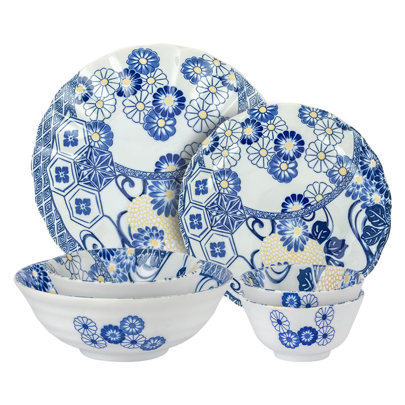 【自营】光峰日本釉下彩陶瓷盘子日式青花深盘圆盘平盘家用餐具