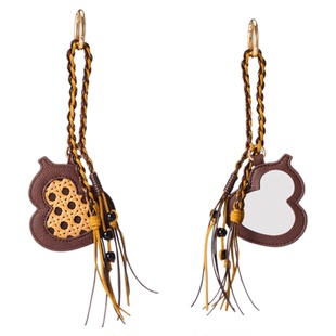 观园吉原创编织葫芦随身镜包包挂件复古配饰装饰中秋节礼物