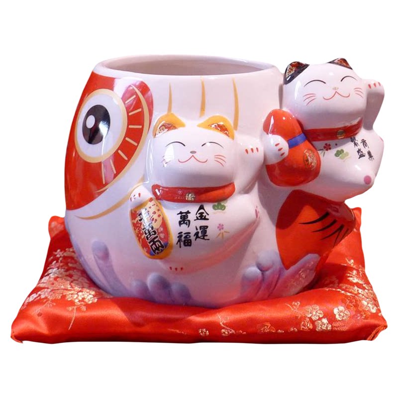 和猫坊陶瓷招财猫收纳罐摆件