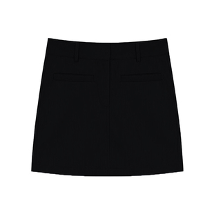 黑色休闲西装短裙女夏季大码胖mm高腰显瘦梨形身材遮胯a字半身裙