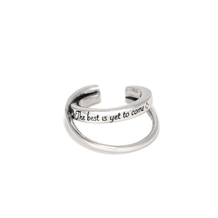 睡莲生生世世 原创设计925纯银英文戒指双层星环光面可调节戒圈