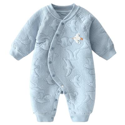 婴蓓依婴儿连体衣秋冬款新生儿三层保暖哈衣2025新款宝宝长袖爬服