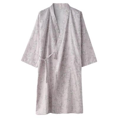 纯棉纱布女碎花印花春夏睡袍浴袍