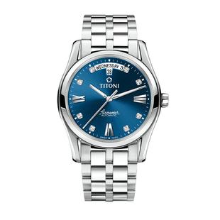 【自营】Titoni梅花表空霸系列男表钢带时尚自动机械手表瑞士腕表
