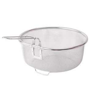 肆月不锈钢大漏勺过滤网厨房家用油炸煮面漏网炸篮特大号沥水网筛