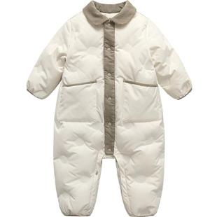 迷你巴拉巴拉婴儿羽绒服连体衣宝宝爬服外出哈衣加厚保暖冬季