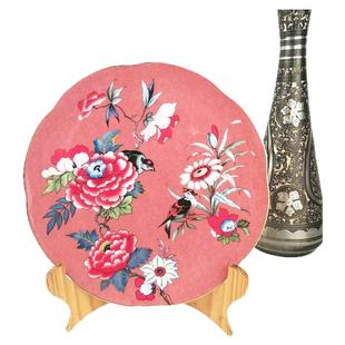 现货玮致活嫣红牡丹系列骨瓷碗水果盘21cm盘子4个礼盒装