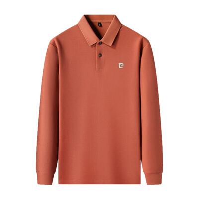 皮尔卡丹高端长袖t恤男2025春季新款翻领纯棉上衣休闲纯色polo衫