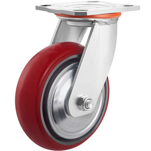 韩式重型脚轮铁芯万向轮4寸5寸6寸8寸PU静音圆弧手推车轮定向轮