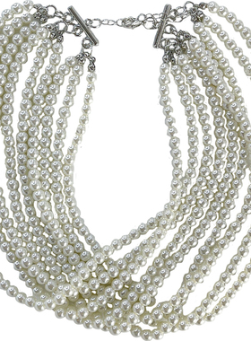 复古小香风九层珍珠项链颈链