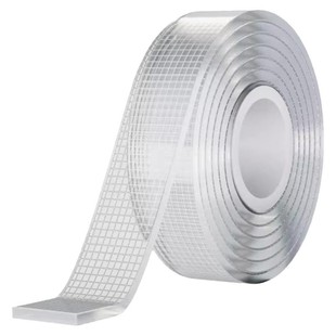 得力Deli布基纳米网格双面透明胶带强力无痕高粘度不留痕贴墙面固定防滑两面宽胶布大卷手撕无痕地垫胶防水