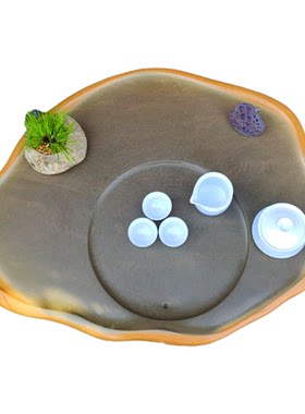 简约绿色端砚石材茶盘精品居家石头实用简约茶海新中式湿泡小茶台