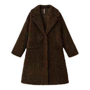 MESUX米岫含绵羊毛宽肩长款毛呢大衣外套极简风外套女MMWUI309