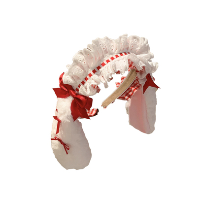 可爱红色蝴蝶结兔耳朵毛绒发箍