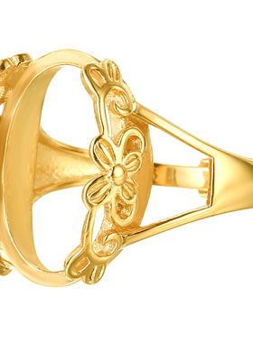 空托镶嵌蜜蜡11*15黄金戒指