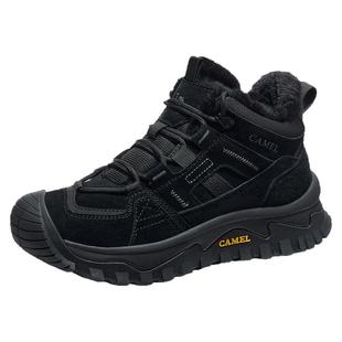 骆驼男鞋高帮鞋2025冬季加绒加厚保暖雪地靴男户外徒步登山棉鞋女