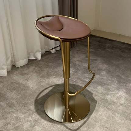 意式极简吧台椅家用后现代轻奢高脚椅酒吧椅前台吧凳金属骨架