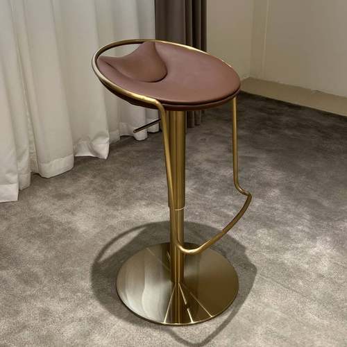 意式极简吧台椅家用后现代轻奢高脚椅酒吧椅前台吧凳金属骨架