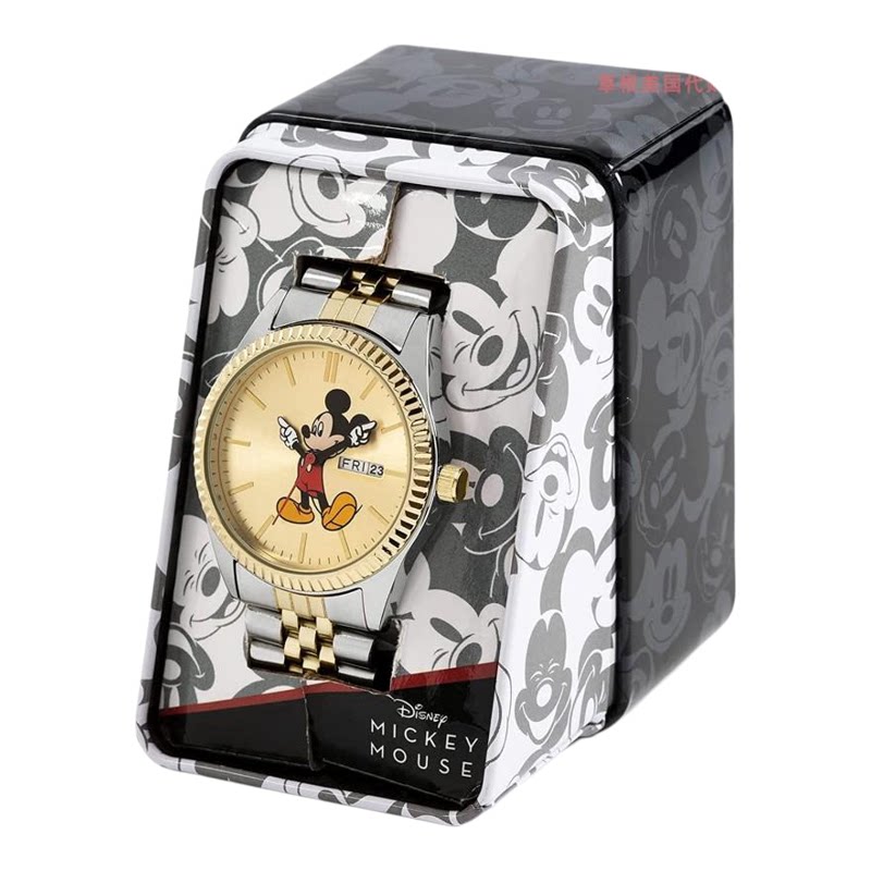 代购迪士尼Disney卡通动漫手表男女士间金钢带米奇时尚腕表MK8185