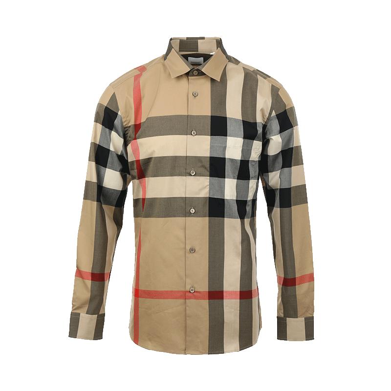 【自营】BURBERRY/博柏利男装经典格纹宽松棉质商务休闲长袖衬衫