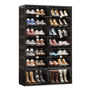 鞋架加高带门鞋柜家用门口置物架免安装多层鞋盒入户门防尘鞋架子