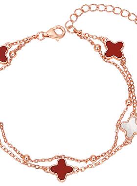 mck925银双层四叶草手链女