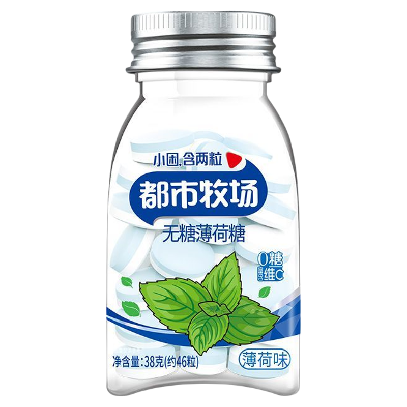新货都市牧场无糖薄荷38g清口含片口气清新维C糖果休闲水果糖