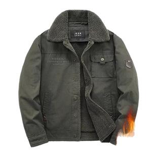 JEEP吉普男士外套秋冬季加绒加厚棉服羊羔绒棉衣休闲夹克保暖棉袄