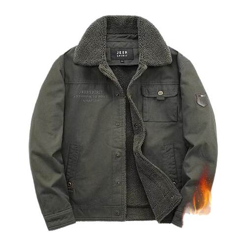 JEEP吉普男士外套秋冬季加绒加厚棉服羊羔绒棉衣休闲夹克保暖棉袄
