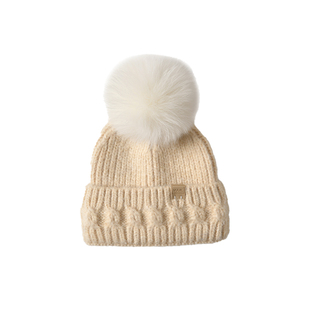 冰岛花儿与少年迪丽热巴同款狐狸毛球针织帽女秋冬MJUK毛线帽冷帽