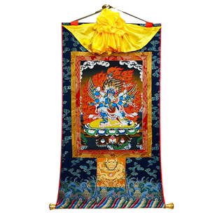 闯隆普巴金刚唐卡挂画 西藏藏式手工装裱矿物颜料画心客厅装饰画