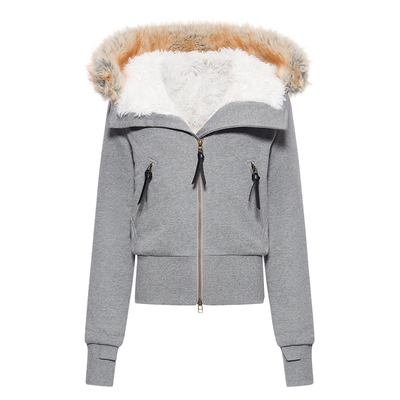 洗水连帽毛绒加厚内胆