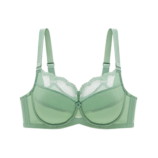 怡倩【无痕蕾丝】大胸显小内衣女薄款红色胸罩聚拢收副乳大码文胸
