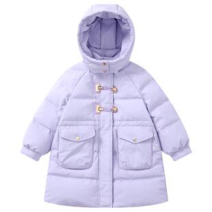 笛莎官方童装女童羽绒服冬季新款大童女孩儿童洋气中长款加厚外套