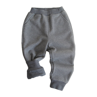 儿童里外纯棉双层加绒冬季外裤 男女童加厚卫裤棉裤加衬两层夹裤