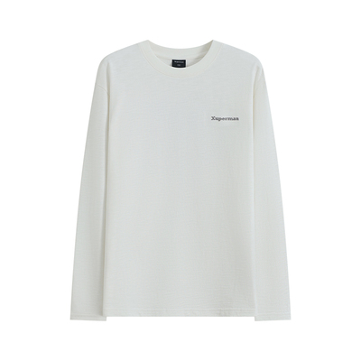 Xuperman球拍印花竹节棉长袖T恤