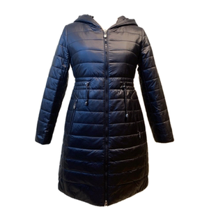 丽柜冬OL风女休闲大气中长收腰显瘦过膝羊驼绒棉衣带帽保暖外套特