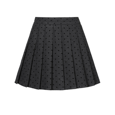 乡美媚高腰显瘦波点毛呢百褶裙