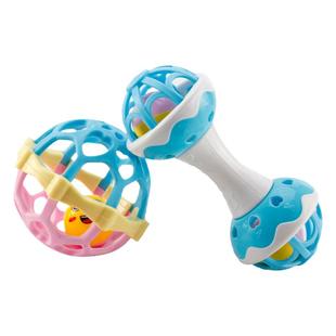 婴儿摇铃玩具益智软胶手抓球 声音色彩抓握训练 宝宝0-1岁手摇铃
