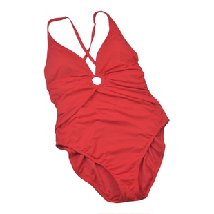 新款设计师品牌BLEU聚拢时尚连体泳衣修身显瘦度假温泉大码泳装女