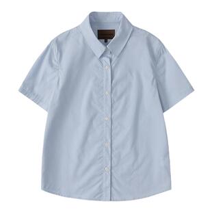 CycleDocument 60支高密天丝&匹马棉混纺 正肩小版型短袖衬衫女