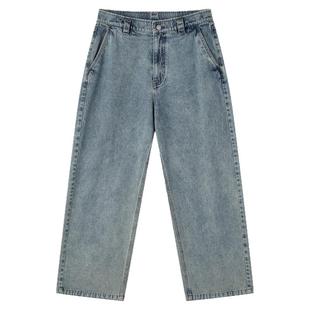 流石男装时尚宽松牛仔裤2026新款秋季男士全棉百搭潮流直筒长裤子