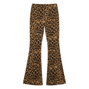 Women's slim leopard print pants街头风修身豹纹印花喇叭裤女款