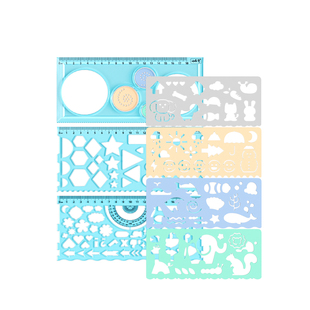 小怪才尺子小学生多功能万花尺手抄报模板专用百变学习套装一二年级几何图形绘画画图软直尺镂空工具神器文具