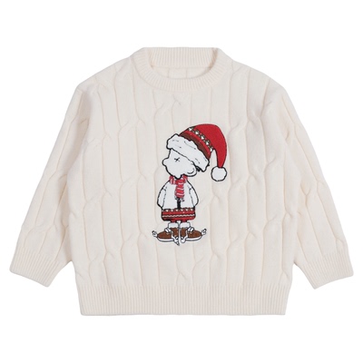 IDS童装圣诞刺绣卡通图案毛衣